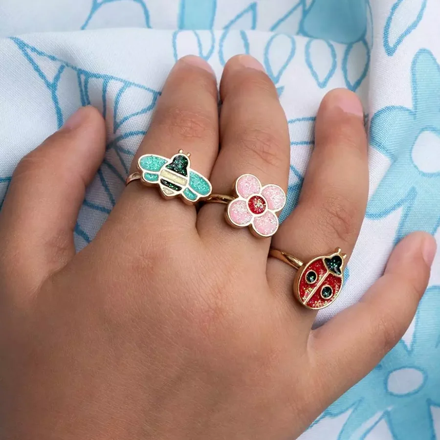 Fingerringe mit Glitter, Ladybird 3 stk