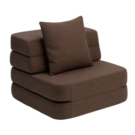 3-Fold Sofa Single, braun mit sandfarbenem Knopf, byKlipKlap
