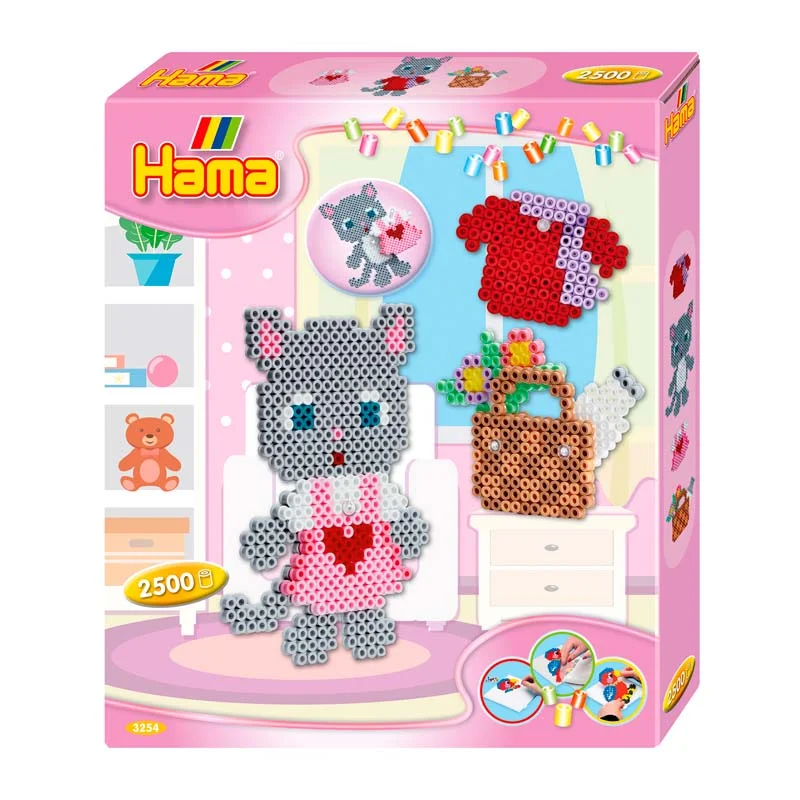 Hama gaveæske, midi perler - sød kat
