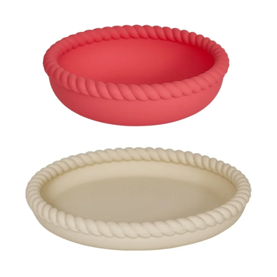 OyOy Mellow Teller und Schale, vanilla/cherry red