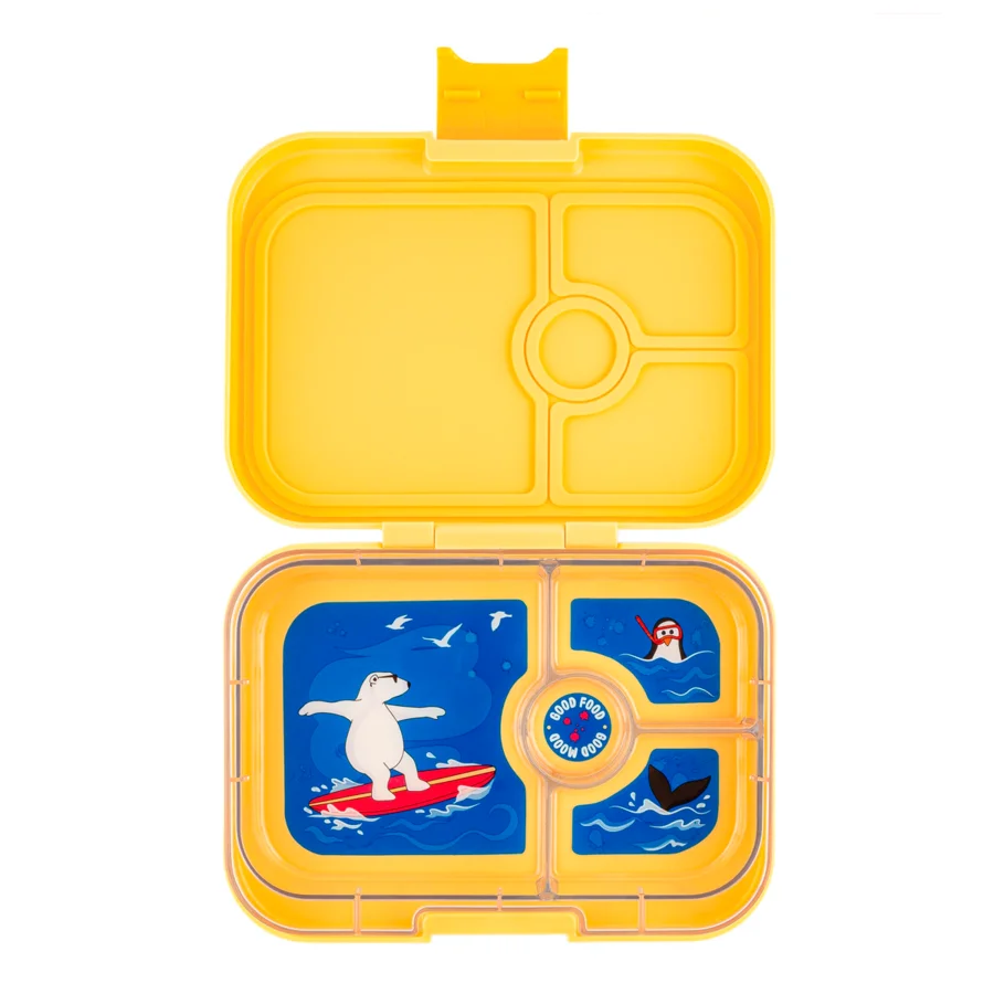 Yumbox Panino Brotbox mit 4 Fächern, yoyo yellow-polar bear tray