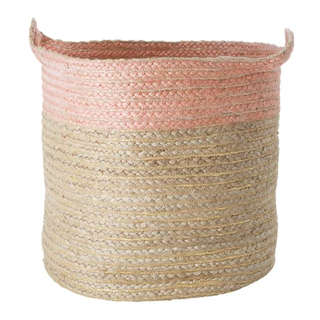 Rice rund opbevaringskurv, stor - rosa