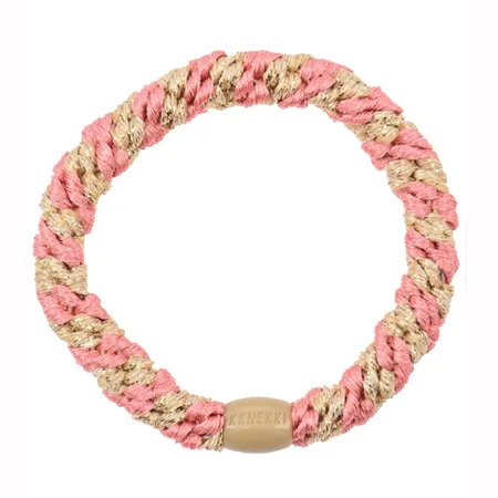 Kknekki hårelastik, faded rose beige glitter stripe