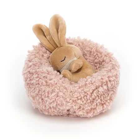 Jellycat Hibernating Kanin i rede, 12 cm