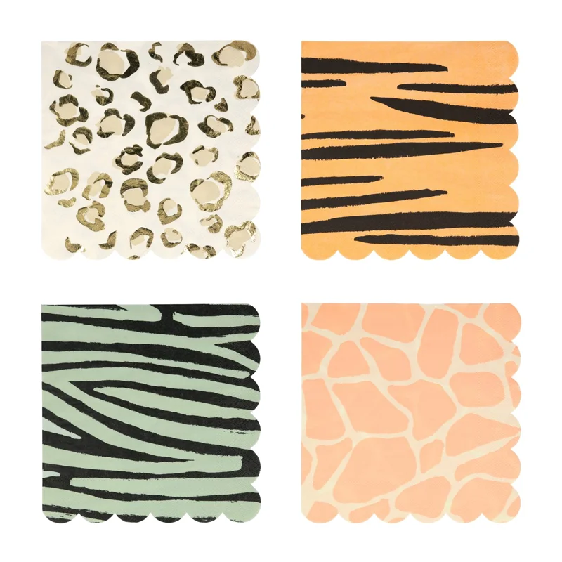 Meri Meri servietter, Safari animal print - store