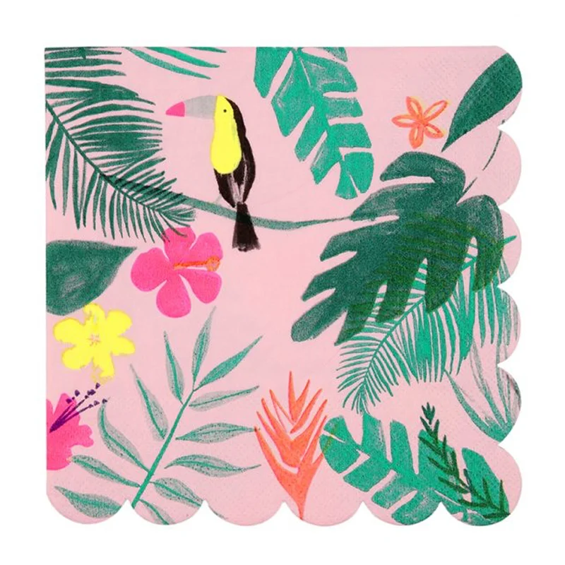 Meri Meri servietter, pink tropical