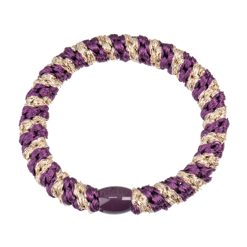 Kknekki hårelastik, Grape-Beige glitter stripe