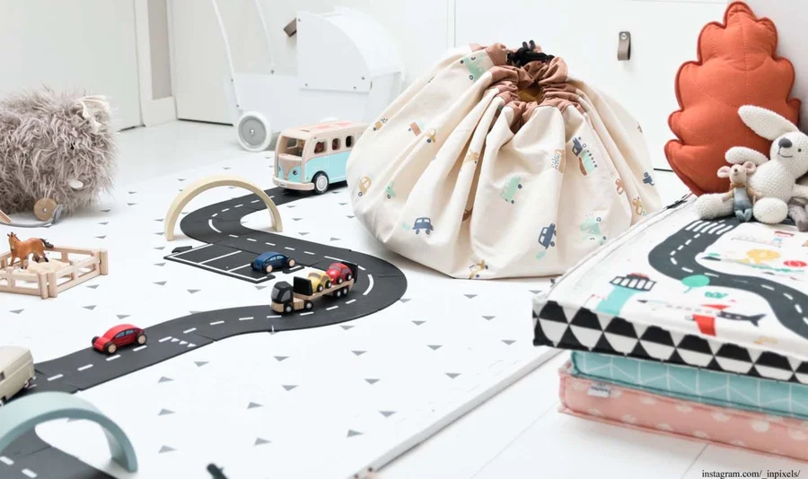 Play & Go opbevaringspose og -tæppe, big cars