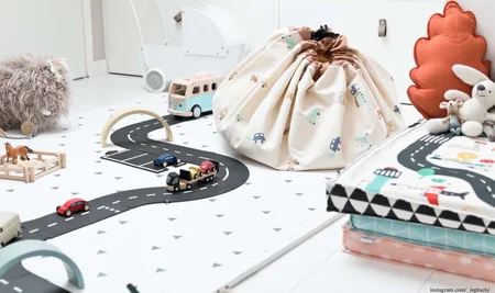 Play & Go opbevaringspose og -tæppe, big cars