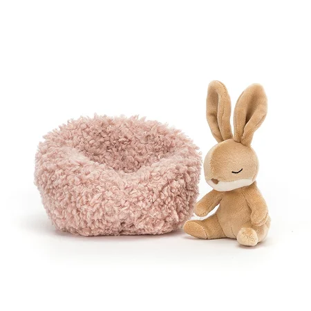 Jellycat Hibernating Kanin i rede, 12 cm