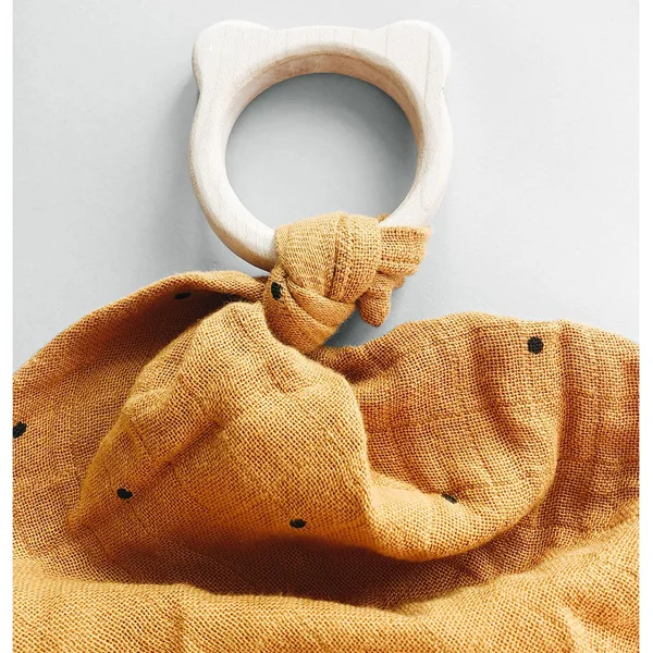 Liewood Beißring mit Tuch, classic dot mustard
