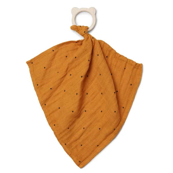 Liewood Beißring mit Tuch, classic dot mustard
