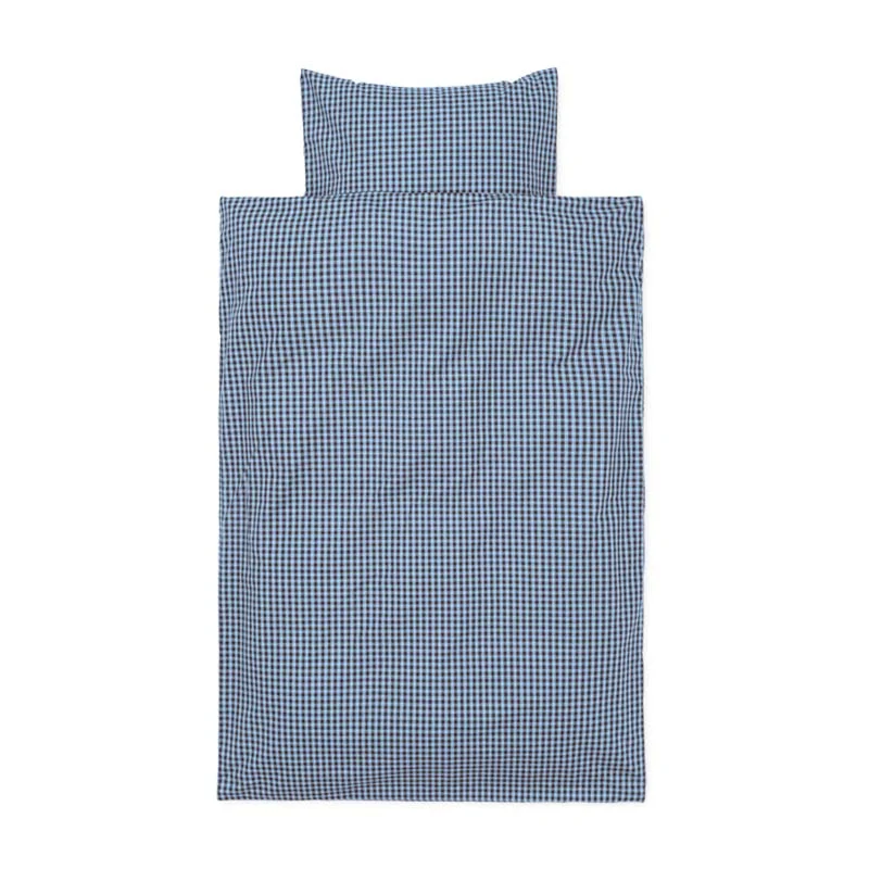 Ferm Living junior sengetøj, Faded Blue/Chocolate