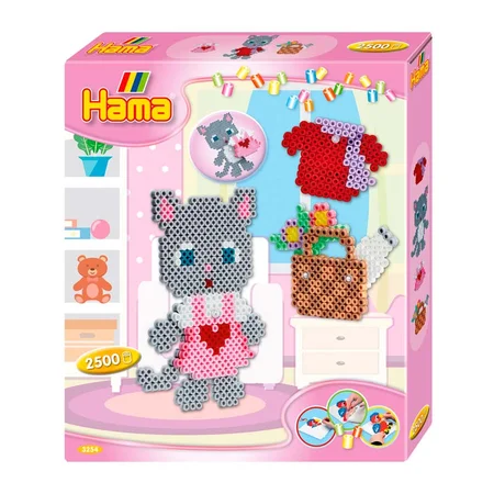 Hama gaveæske, midi perler - sød kat