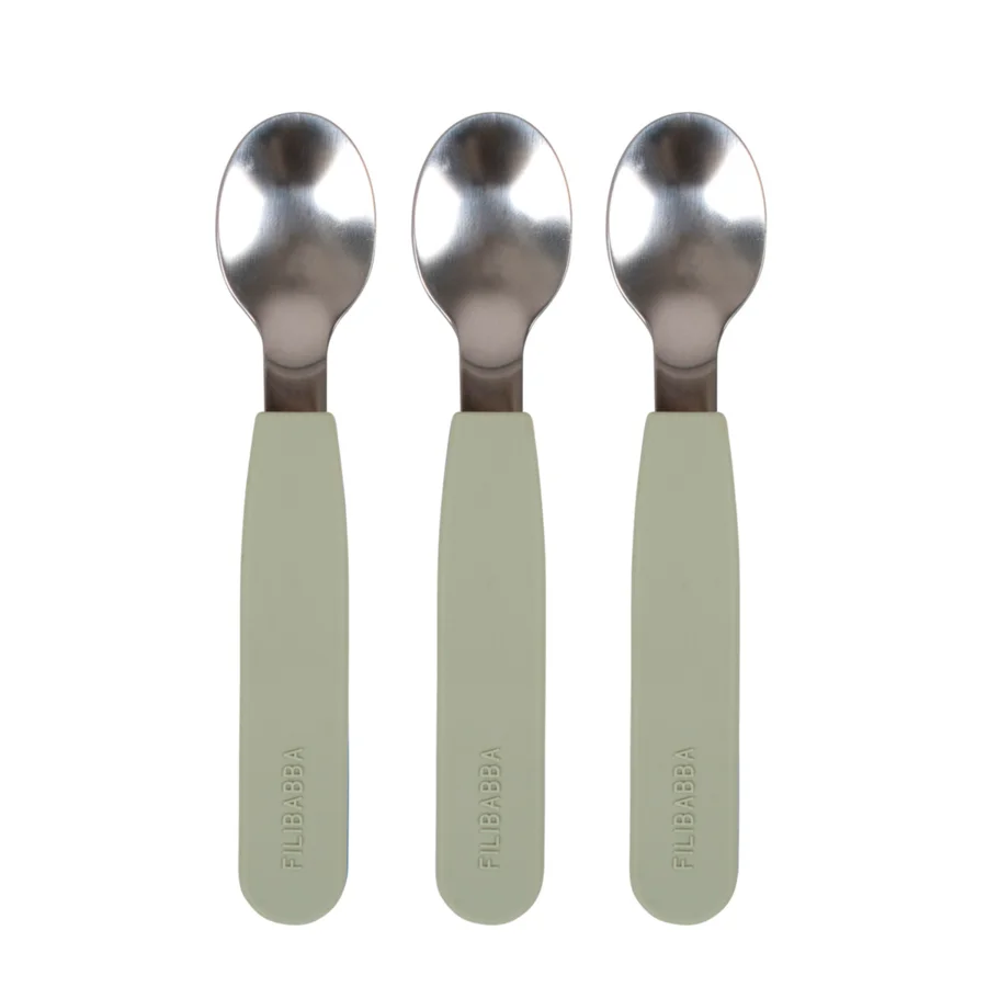 FILIBABBA Silikon-Löffel 3er-Set, green