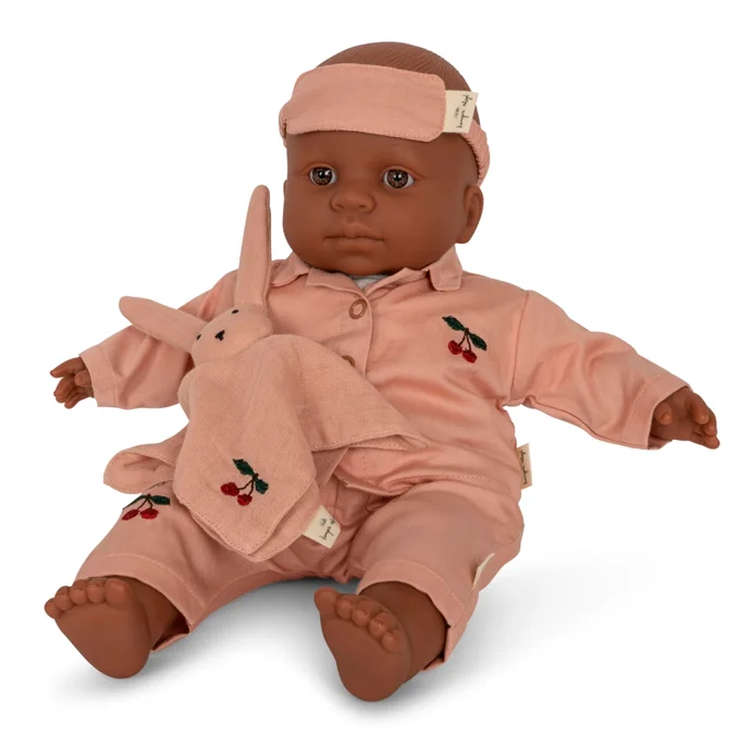 Konges Sløjd Puppen-Nachtzeug mit Schnuffeltuch, mahogany rose