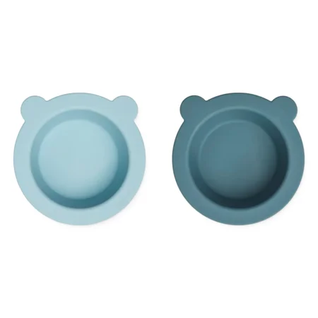 Liewood 2er-Set Silikon-Schale, sea blue/whale blue