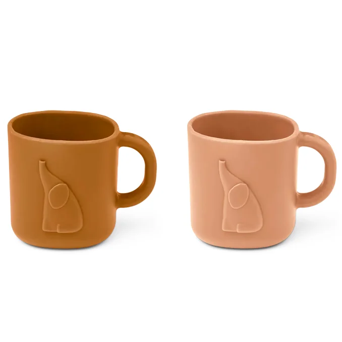 Liewood Chaves 2er-Pack Silikon-Becher mit Griff, tuscany rose/ golden caramel