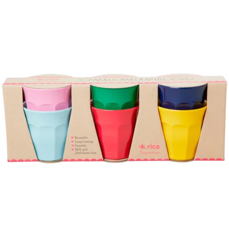 Rice Melaminbecher, 6 stk. klein - multi