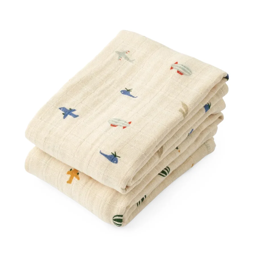 Liewood 2er-Pack Mulltücher, aviator/ecru