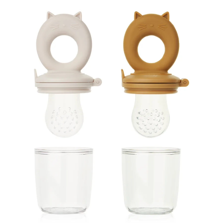 2er-Pack Miranda Katzen-Fruchtsauger, sandy / golden caramel, Liewood 