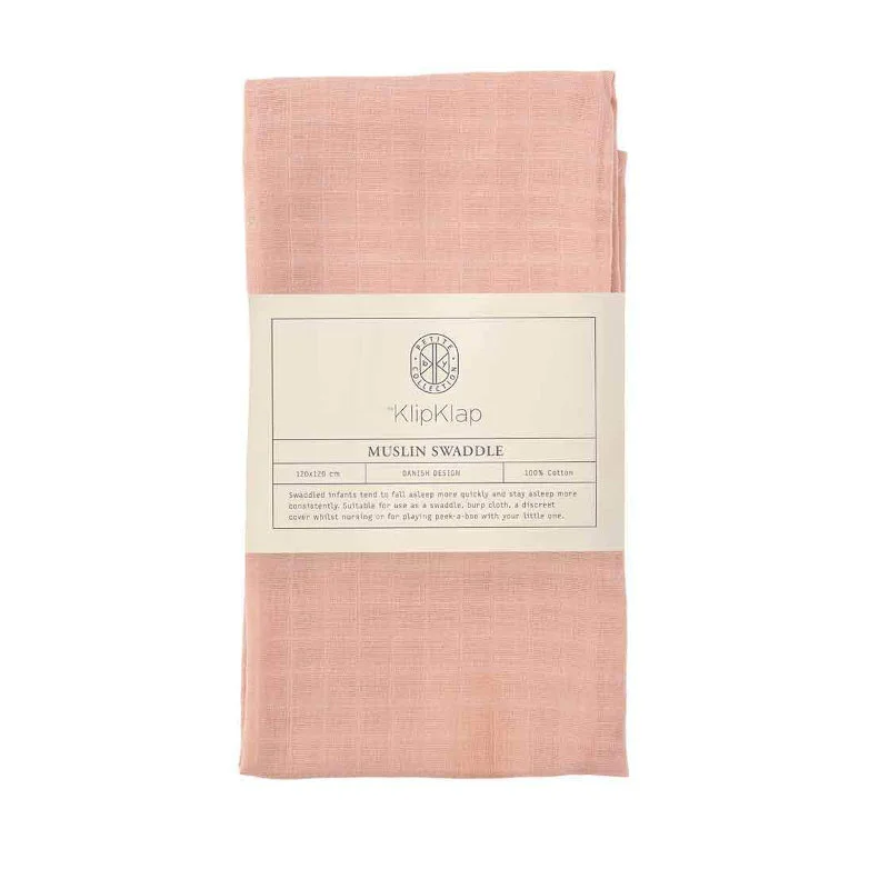 by KlipKlap muslin babysvøb 120 x 120 cm, Dusty Rose