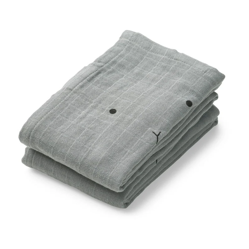 Liewood 2er-Pack Mulltücher Kaninchen, blue fog
