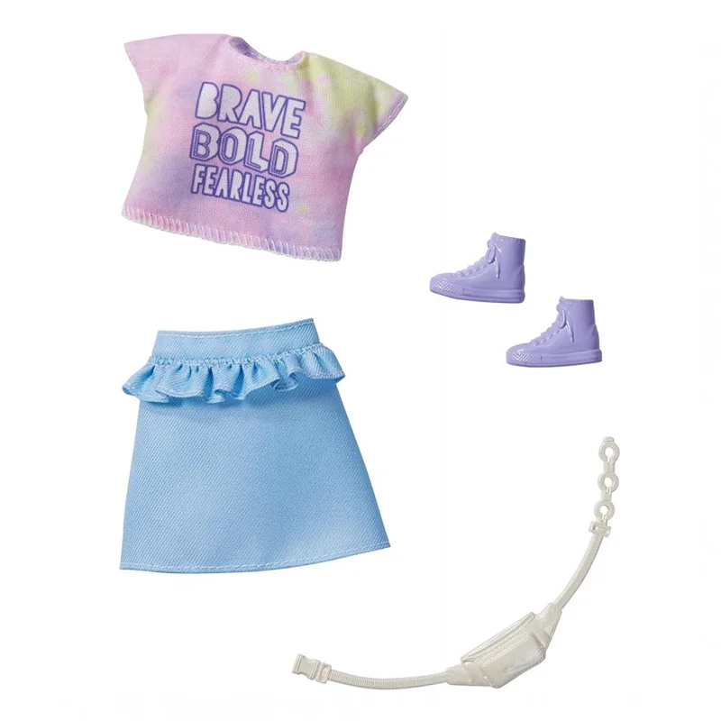Barbie dukketøj, blå nederdel og pastel top
