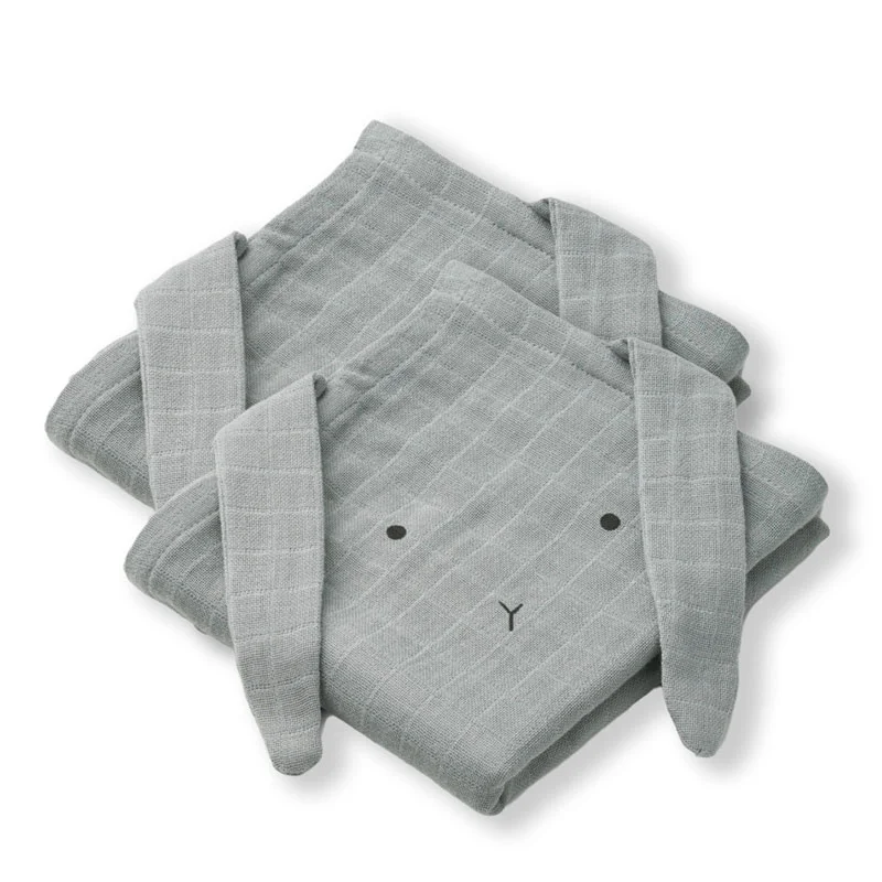 Liewood 2er-Pack Mulltücher Kaninchen, blue fog