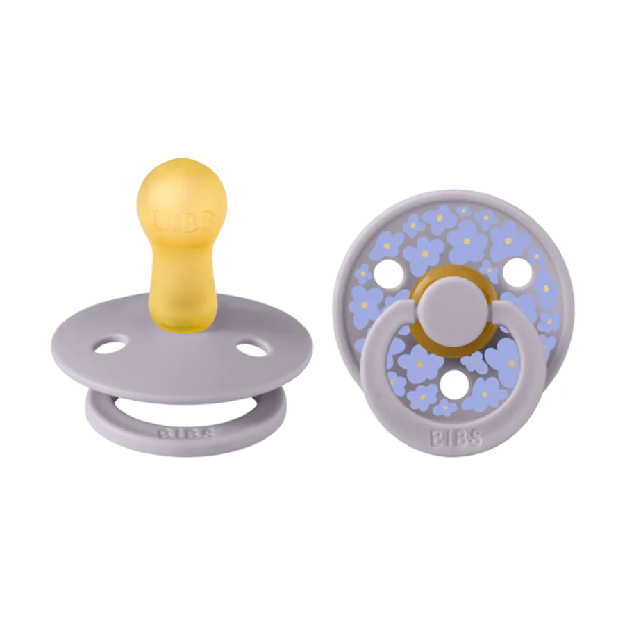 Studio Line 2er-Pack Schnuller Größe 2 mit Blumen, Fossil Grey, BIBS