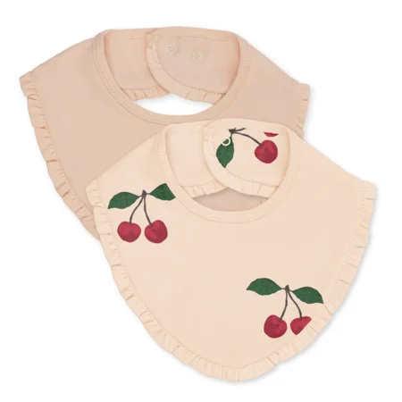 Konges Sløjd 2er-Pack Lätzchen, ma grande cerise/nouvelle peach