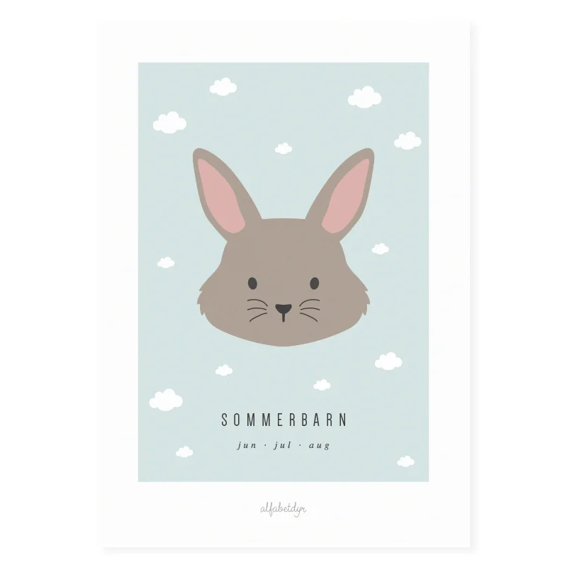 Alfabetdyr plakat, Sommerbarn - A3