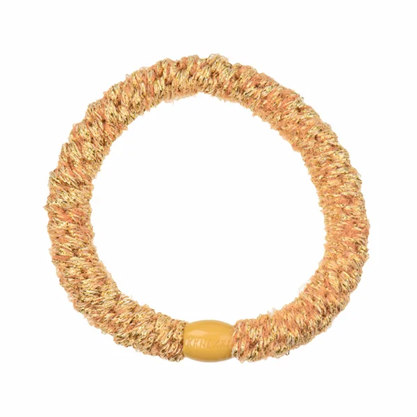 Kknekki velvet hårelastik, glitter Mustard