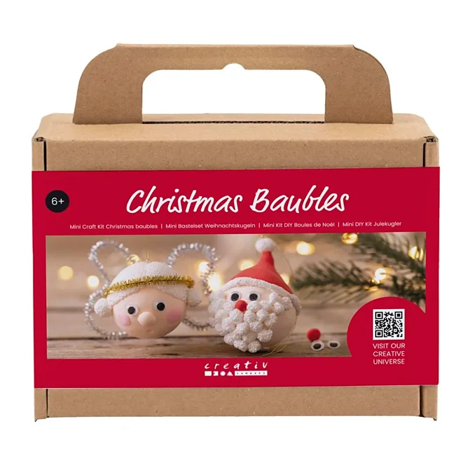 Creativ Company Hobby Mini DIY Kit Weihnachtskugeln, Weihnachtsmann und Engel