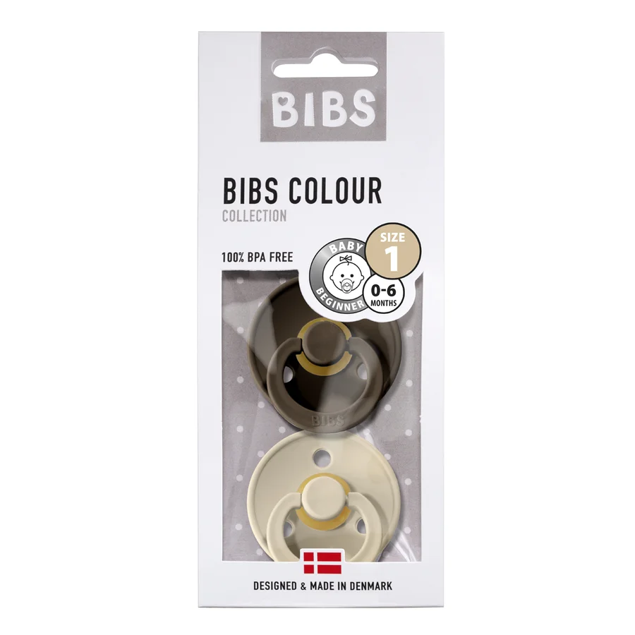 Bibs 2-pak rund sut, str 1 - Chocolate/Sand