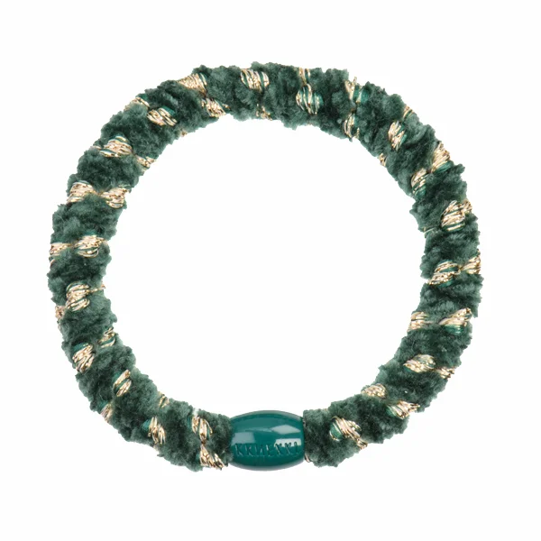 Kknekki velvet hårelastik, stripe Green
