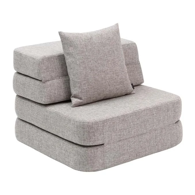 3-Fold Sofa Single, multigrau mit dunkelgrauem Knopf, byKlipKlap