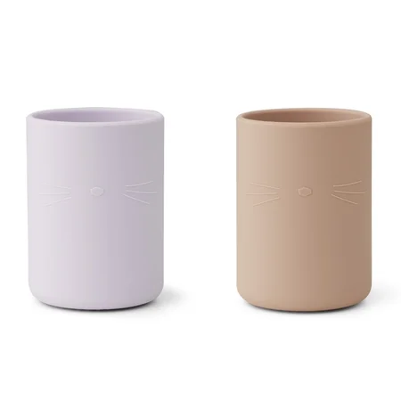 Liewood silicone kopper, 2-pak - Cat lavender mix