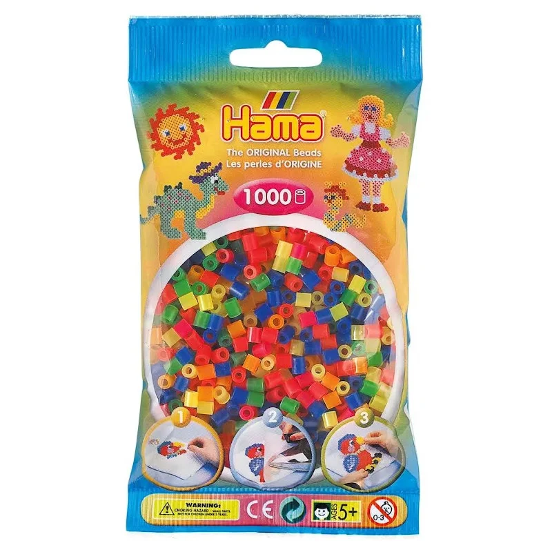 Hama perler 1000 stk neon mix, frv 51
