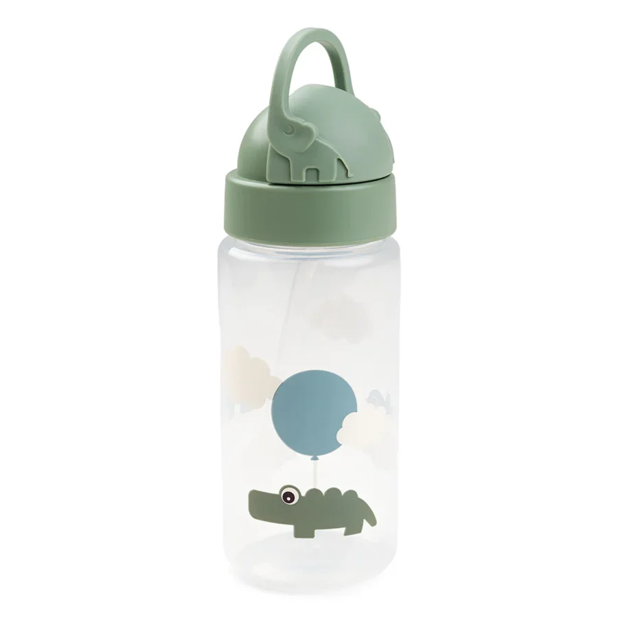 Done by Deer Trinkflasche mit Strohhalm, happy clouds green