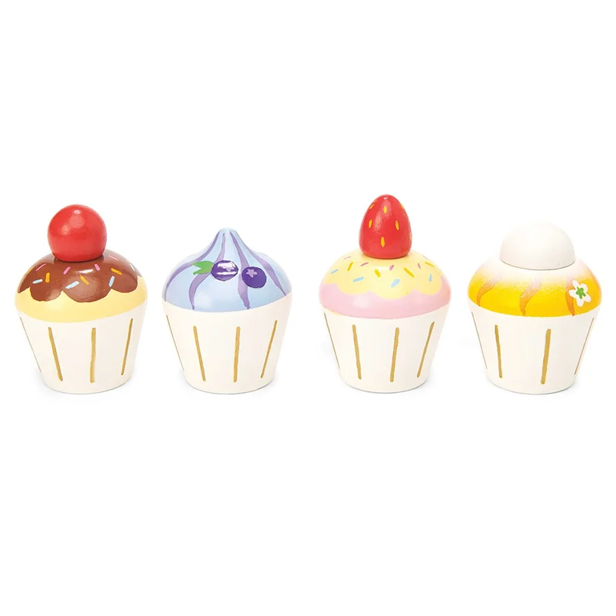 Le Toy Van legemad i træ, 4 cupcakes