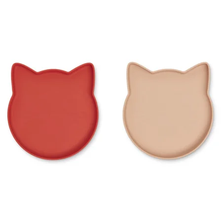 Liewood 2-pak silikonetallerkner, cat apple/tuscany rose