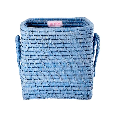 Rice raffiakurv 20 x 20, soft blue