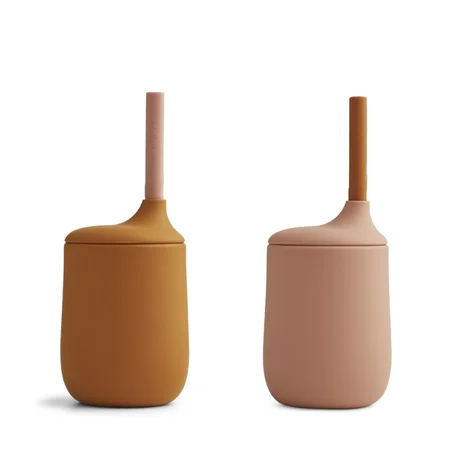 Liewood 2-pak sippy kopper, dark rose/mustard