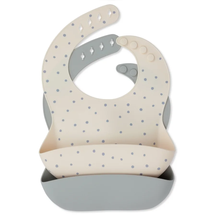 Konges Sløjd 2-pak silikone hagesmæk, Ocean Dot/Light Blue
