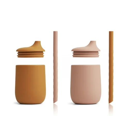 Liewood 2-pak sippy kopper, dark rose/mustard