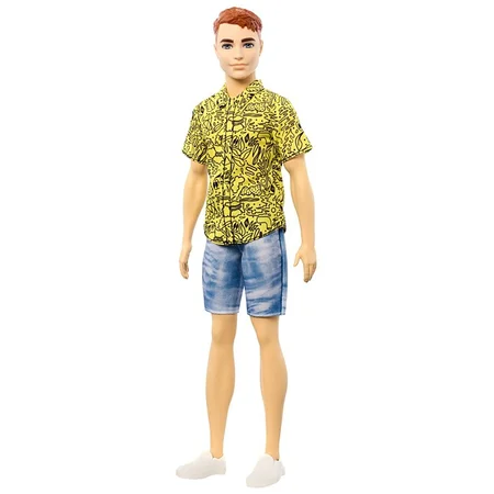 Barbie dukke, Ken - denimshorts og gul skjorte