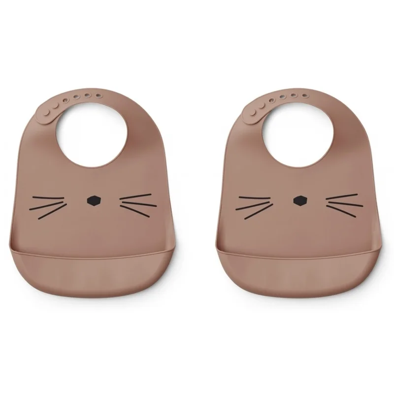 Liewood silicone smæk, 2-pak cat dark rose