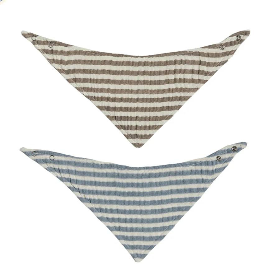 2er-Pack Lätzchen gestreift, blue / brown, OYOY 