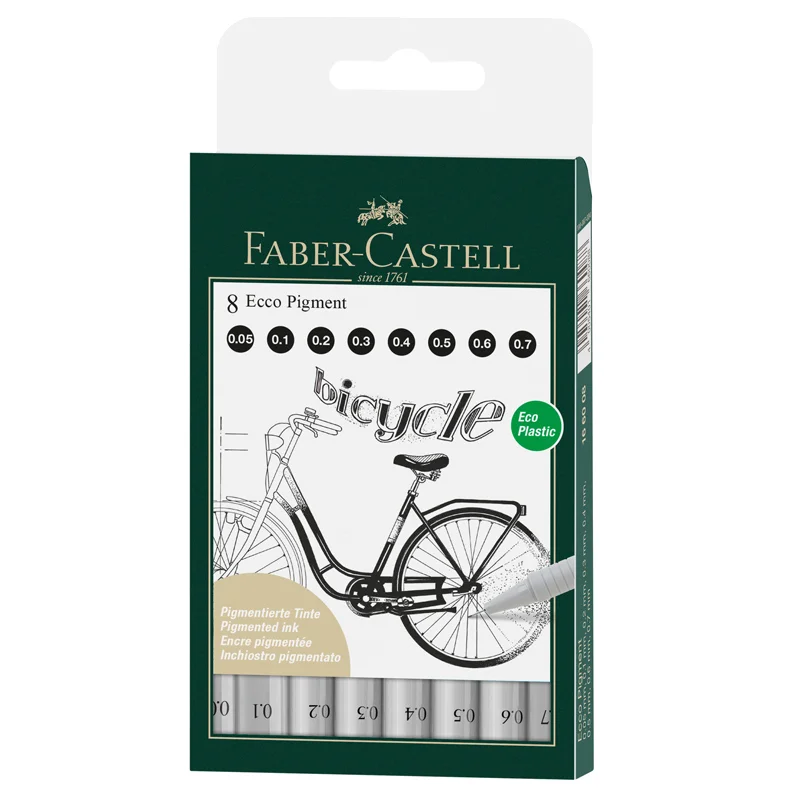 Faber-Castell pigment finepen, 8 stk